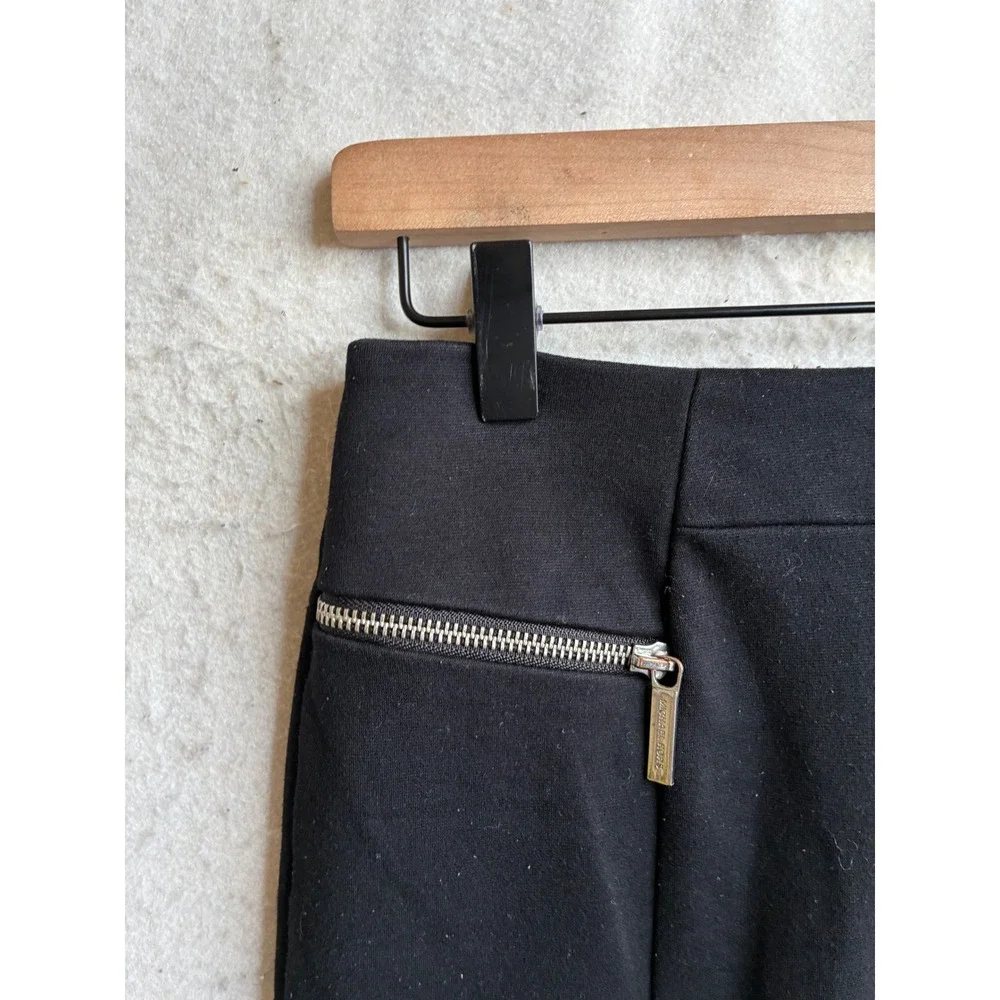 Michael Kors Black Stretch Pencil Skirt Silver Zip Accents Size 6